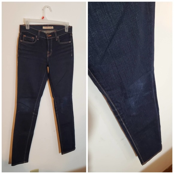 J Brand Boho The Skinny Blue Jeans in Ink Cut 4320 w/ Whiskering Size 26 - Picture 5 of 15